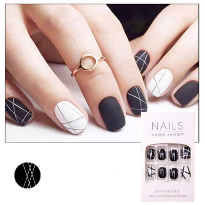 Uñas Postizas Decoradas Removibles Cortas Impermeables de Larga Duración - Image 2