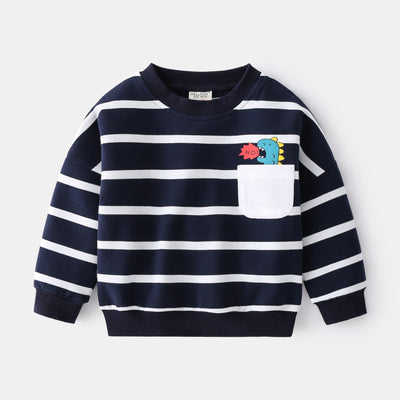 Suéter Infantil a Rayas de Algodón - Cuello Redondo Holgado - Image 2