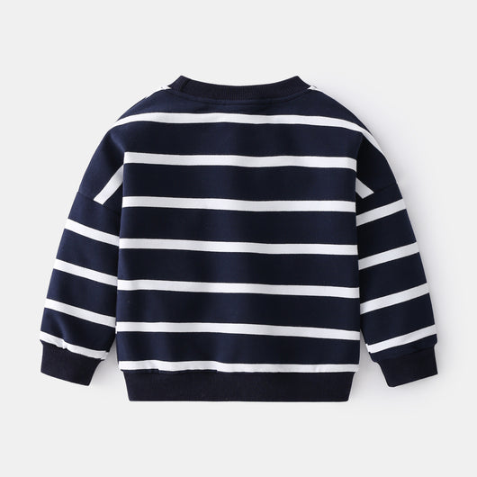 Suéter Infantil a Rayas de Algodón - Cuello Redondo Holgado - Image 4