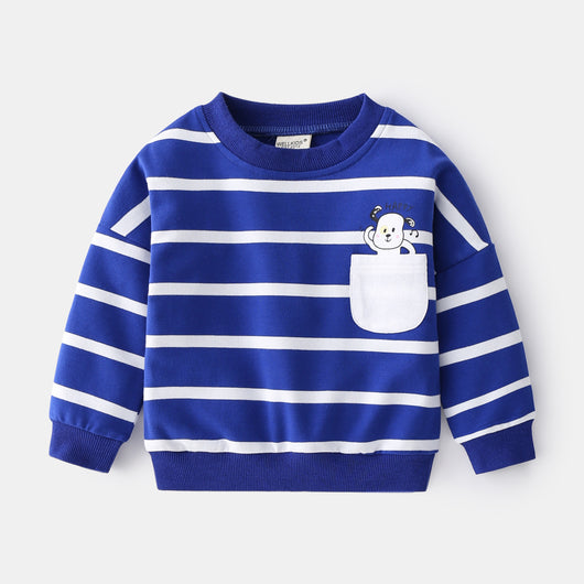 Suéter Infantil a Rayas de Algodón - Cuello Redondo Holgado - Image 3