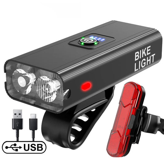 Luz LED Recargable para Bicicleta de Montaña - Impermeable con Pantalla de Batería