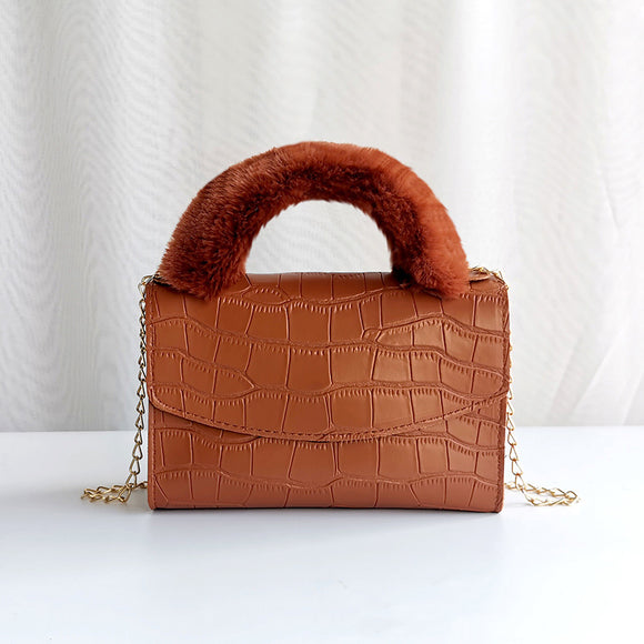 Bolso de Mano Elegante con Patrón de Piedra y Textura Suave