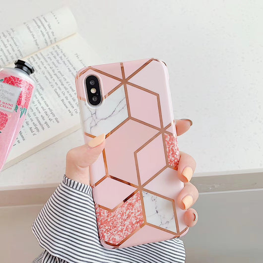 Funda de Teléfono de Mármol con Patrón Geométrico y Hot Stamping Compatible con Apple - Image 10