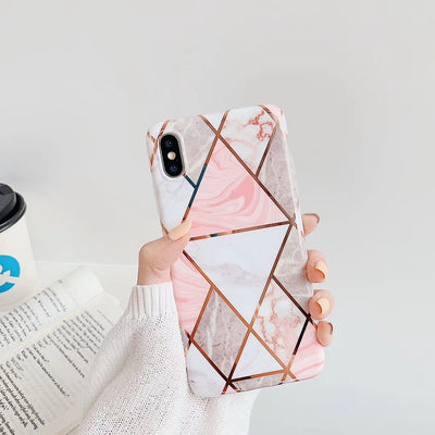 Funda de Teléfono de Mármol con Patrón Geométrico y Hot Stamping Compatible con Apple - Image 12
