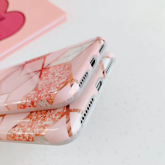 Funda de Teléfono de Mármol con Patrón Geométrico y Hot Stamping Compatible con Apple - Image 6