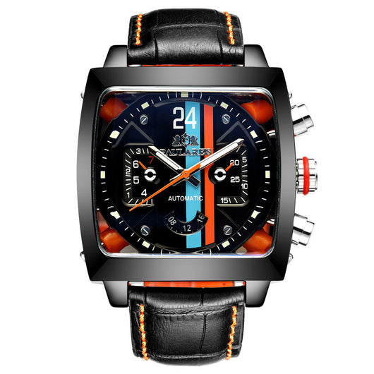 Reloj Automático para Hombre con Movimiento de Cuerda Automática, Cuero Genuino y Acero Inoxidable - Image 12