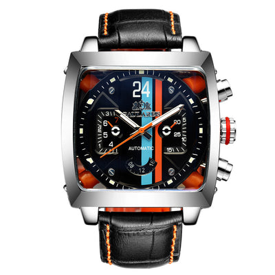 Reloj Automático para Hombre con Movimiento de Cuerda Automática, Cuero Genuino y Acero Inoxidable - Image 2