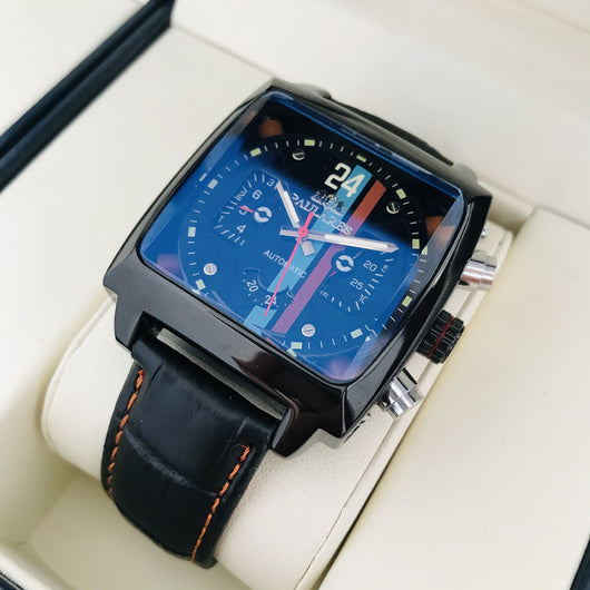 Reloj Automático para Hombre con Movimiento de Cuerda Automática, Cuero Genuino y Acero Inoxidable