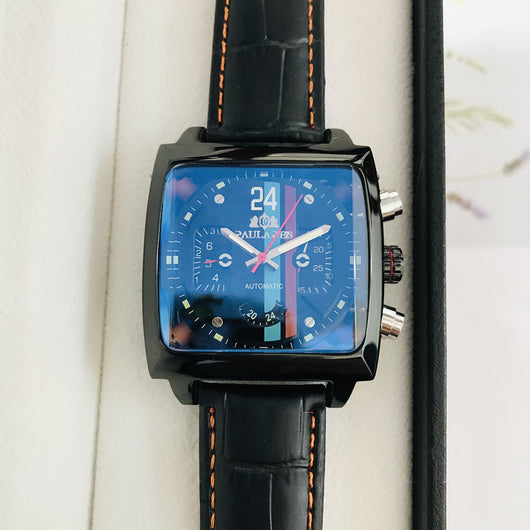 Reloj Automático para Hombre con Movimiento de Cuerda Automática, Cuero Genuino y Acero Inoxidable - Image 5