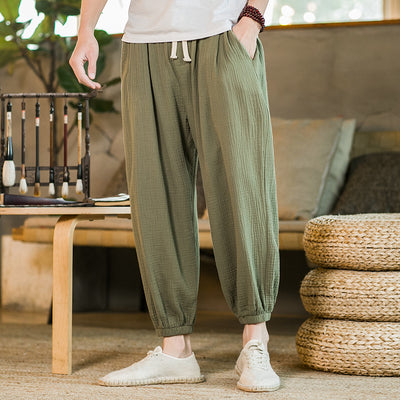Pantalones Casuales Sueltos de Algodón y Lino Estilo Chino para Hombre Primavera - Image 7