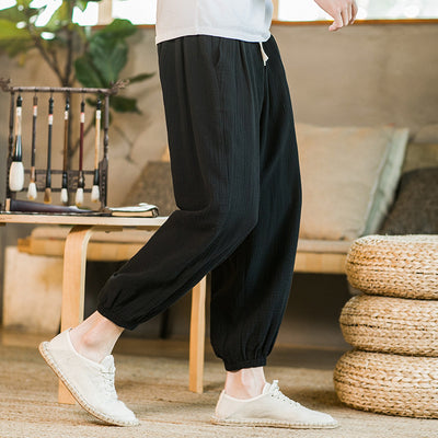 Pantalones Casuales Sueltos de Algodón y Lino Estilo Chino para Hombre Primavera - Image 13