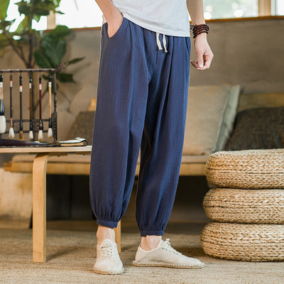Pantalones Casuales Sueltos de Algodón y Lino Estilo Chino para Hombre Primavera - Image 10