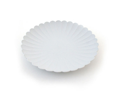 Plato de Cena Crisantemo Gris y Blanco Efecto Esmerilado