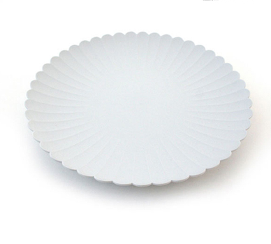 Plato de Cena Crisantemo Gris y Blanco Efecto Esmerilado