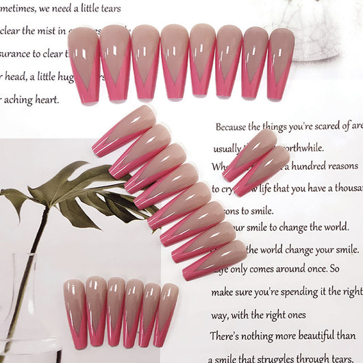 Uñas Postizas Ballet Rosa Polvo Extralargas Removibles - Image 11
