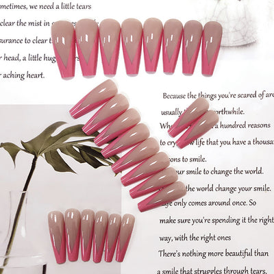 Uñas Postizas Ballet Rosa Polvo Extralargas Removibles - Image 3