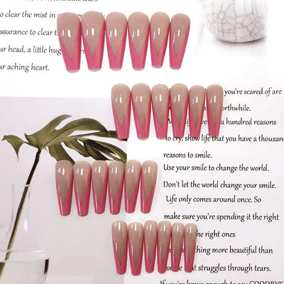 Uñas Postizas Ballet Rosa Polvo Extralargas Removibles - Image 4