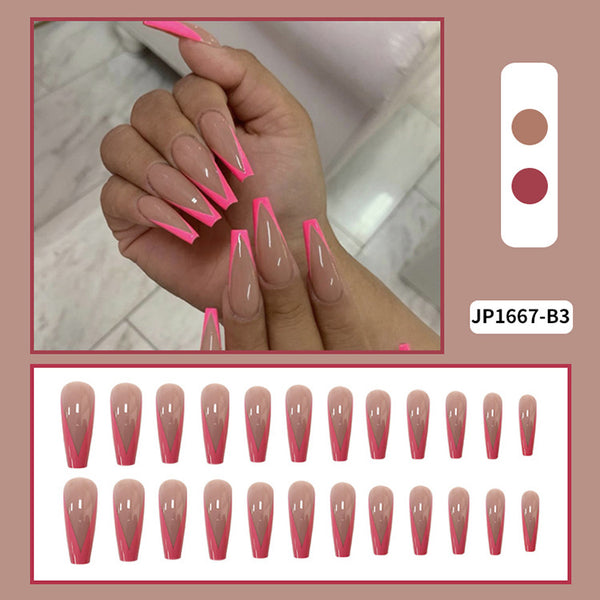 Uñas Postizas Ballet Rosa Polvo Extralargas Removibles