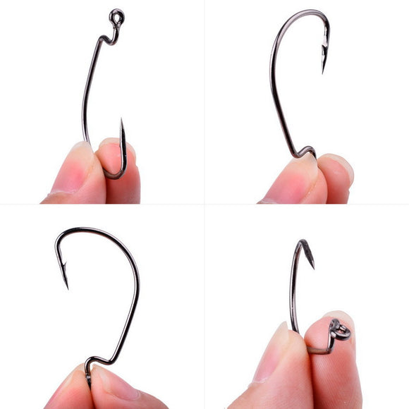 Anzuelo Curvo de Acero Carbono para Pesca de Mero y Peces Grandes