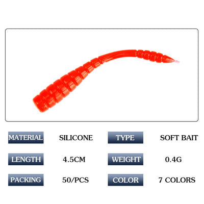 Gusanos Artificiales Luya 4.5cm - Carnada Suave Realista (50 Piezas) - Image 14