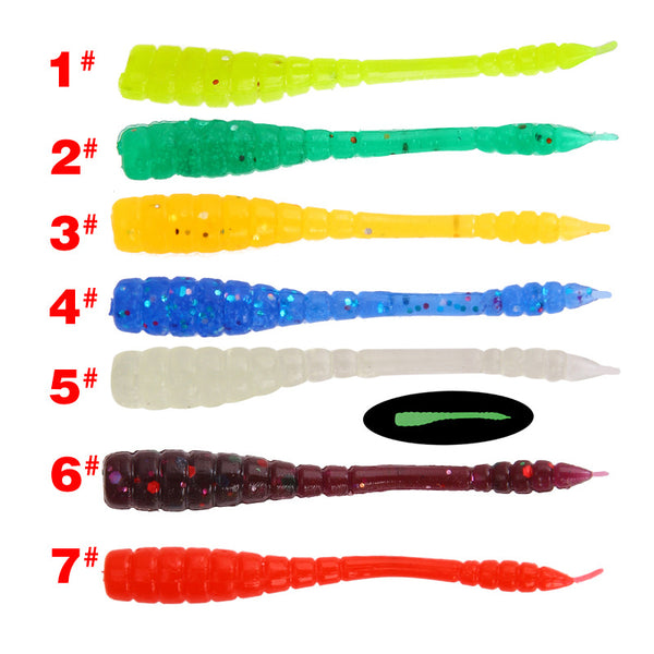 Gusanos Artificiales Luya 4.5cm - Carnada Suave Realista (50 Piezas)