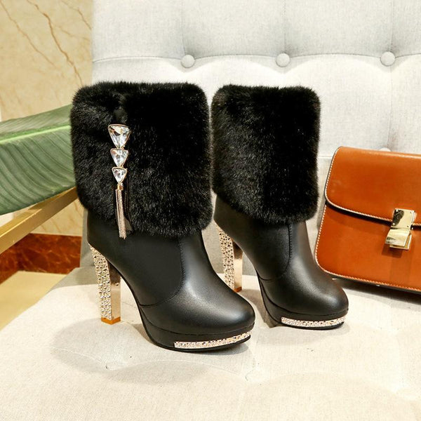 Botas Martin para Mujer con Tacón Grueso y Punta Redonda