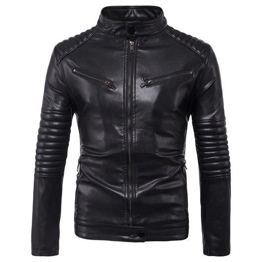 Chaqueta de Cuero para Motociclista con Cierre de Cremallera - Image 8