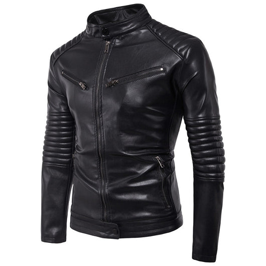 Chaqueta de Cuero para Motociclista con Cierre de Cremallera - Image 9