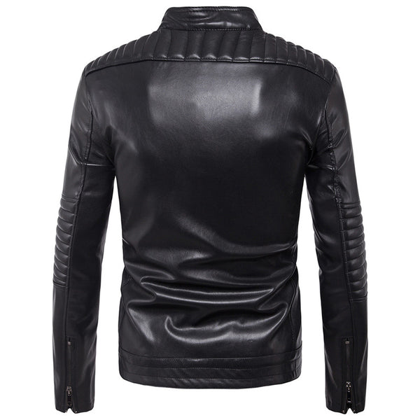 Chaqueta de Cuero para Motociclista con Cierre de Cremallera