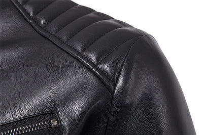 Chaqueta de Cuero para Motociclista con Cierre de Cremallera - Image 4