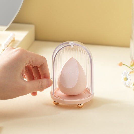 Organizador de Maquillaje Transparente Tipo Jaula - Caja Guarda Esponjas de Belleza Minimalista