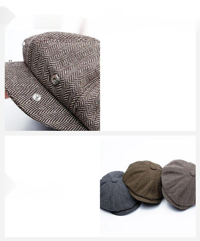 Boina Octagonal Retro Europeo-Americana Tweed para Hombre y Mujer - Image 9