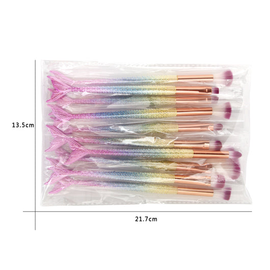 Set de 10 Brochas de Maquillaje Sirena con Escamas Iridiscentes para Ojos - Image 9