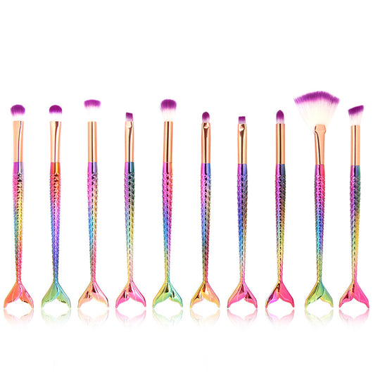 Set de 10 Brochas de Maquillaje Sirena con Escamas Iridiscentes para Ojos - Image 13