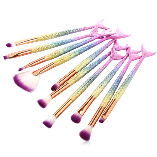 Set de 10 Brochas de Maquillaje Sirena con Escamas Iridiscentes para Ojos - Image 6