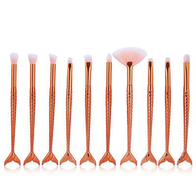 Set de 10 Brochas de Maquillaje Sirena con Escamas Iridiscentes para Ojos - Image 4