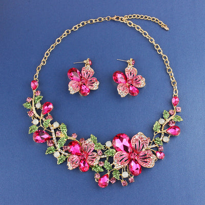 Conjunto de Joyería Floral Multicolor con Cristales y Diamantes - Image 10
