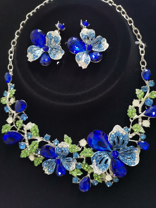 Conjunto de Joyería Floral Multicolor con Cristales y Diamantes - Image 8
