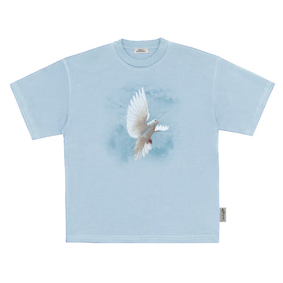 Camiseta Estampada Paloma Blanca y Estrella Azul para Hombre - Image 7