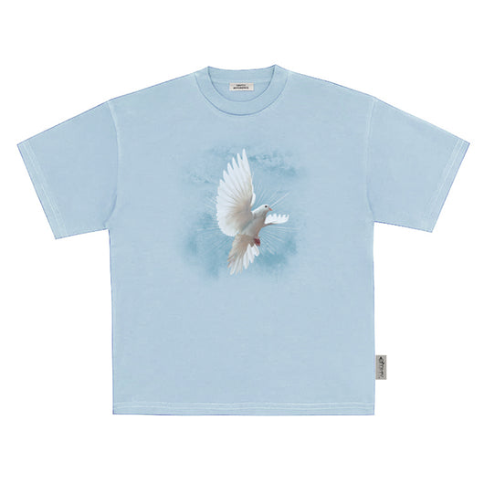 Camiseta Estampada Paloma Blanca y Estrella Azul para Hombre - Image 7