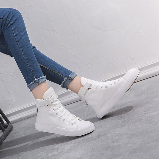 Zapatillas Deportivas Altas de Lona Negras para Mujer con Cierre de Velcro - Image 7