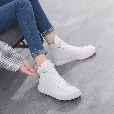 Zapatillas Deportivas Altas de Lona Negras para Mujer con Cierre de Velcro - Image 9