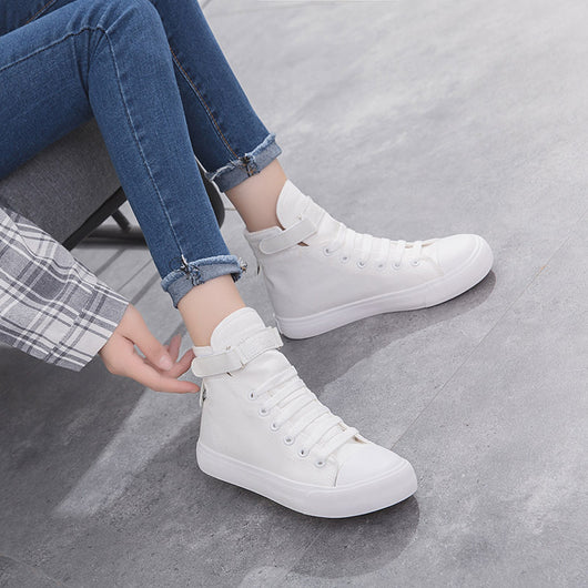 Zapatillas Deportivas Altas de Lona Negras para Mujer con Cierre de Velcro - Image 9