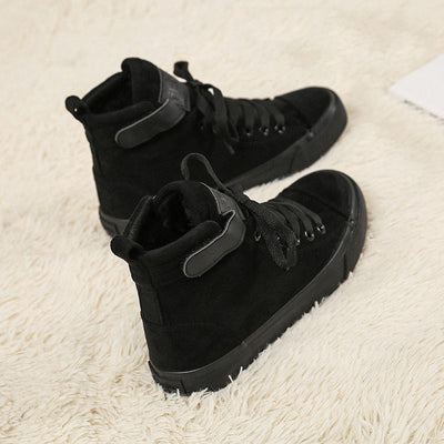 Zapatillas Deportivas Altas de Lona Negras para Mujer con Cierre de Velcro - Image 3