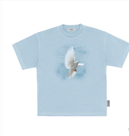 Camiseta Estampada Paloma Blanca y Estrella Azul para Hombre - Image 2