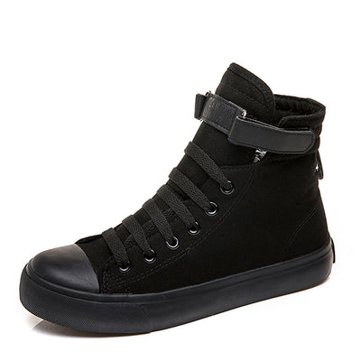 Zapatillas Deportivas Altas de Lona Negras para Mujer con Cierre de Velcro - Image 5
