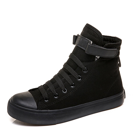 Zapatillas Deportivas Altas de Lona Negras para Mujer con Cierre de Velcro - Image 5