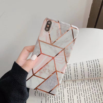 Funda de Teléfono de Mármol con Patrón Geométrico y Hot Stamping Compatible con Apple - Image 7