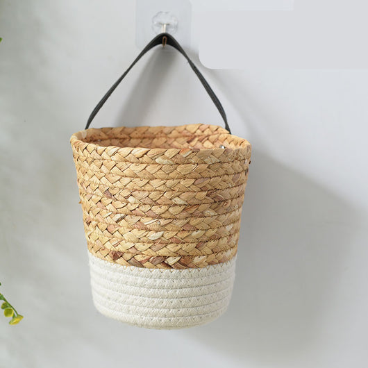Canasta Tejida de Alga Marina para Almacenamiento y Decoración de Pared
