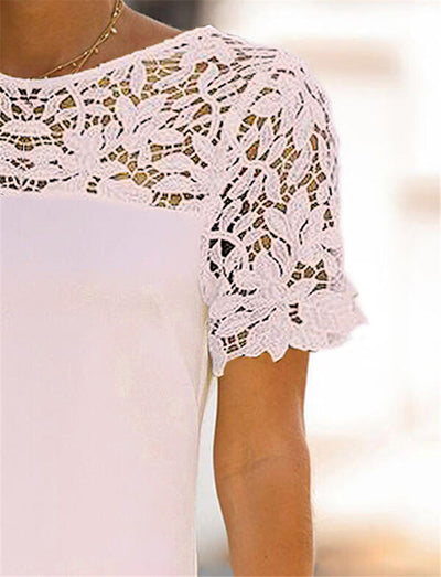 Vestido Recto de Verano con Encaje Calado y Cuello Redondo - Image 7
